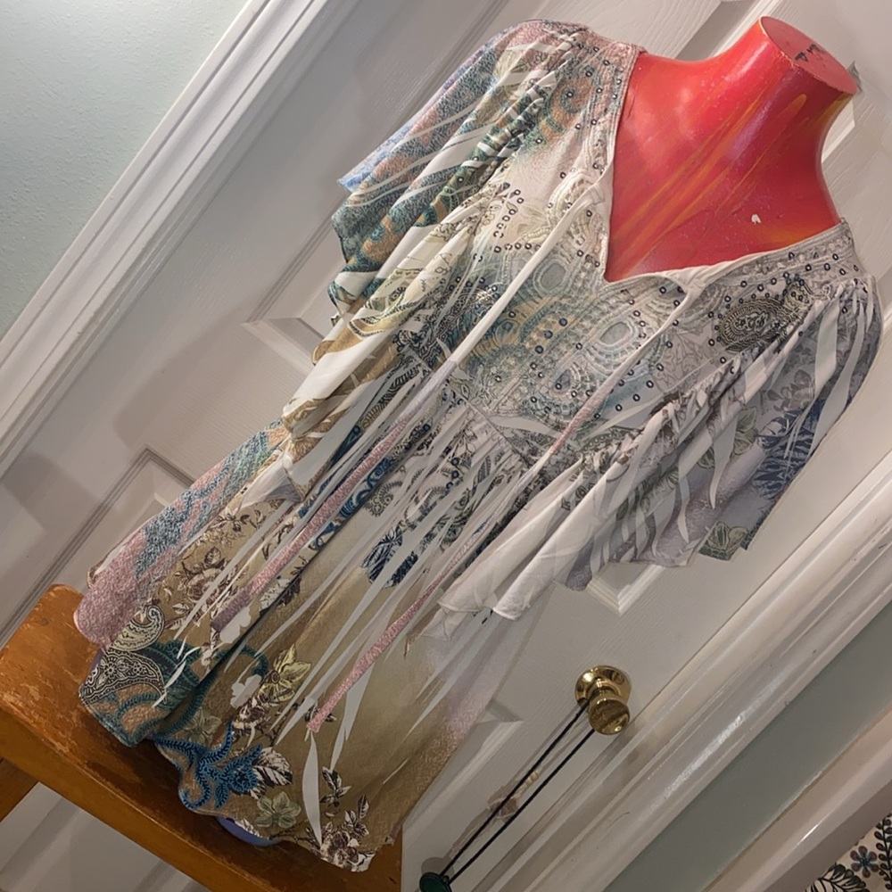 New Directions Paisley Ruffle Flutter Sleeve FairyCore Dreamy Blouse Top